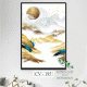 Khung tranh vải canvas hình phong cảnh sơn thủy màu vàng lá (CV195)