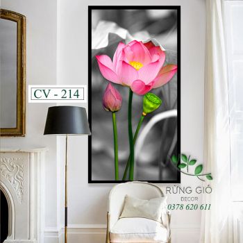 Khung tranh vải canvas hình hoa sen (CV214)