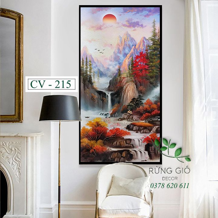 Khung tranh vải canvas hình thác nước (CV215)